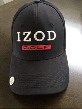 Izod Black Baseball Hat with Red Golf Patch